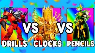 DRILLS VS CLOCKS VS PENCILS (Toilet Tower Defense)