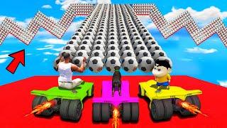 SHINCHAN AND FRANKLIN TRIED THE FOOTBALL RAMP BRIDGE IMPOSSIBLE PARKOUR CHALLENGE GTA 5
