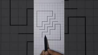 3D Stairs Drawing In 20 Second | Optical Illusion Drawing | 3D Stairs