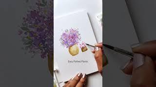 Paint easy watercolor potted plants #learnwatercolor #beginner