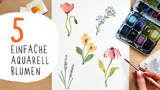 5 EINFACHE Blumen mit diesen AQUARELL Techniken – Watercolor für Anfänger