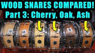 Wood Snares Compared, Part 3: Cherry, Oak, and Ash 5.5x14 8-ply by Bucks County Drums