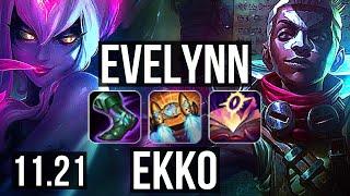 EVELYNN vs EKKO (JUNGLE) | 10/0/4, Rank 4 Eve, Legendary | EUW Challenger | v11.21