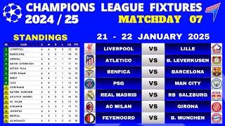 UCL FIXTURES TODAY - Matchday 7 • UCL TABLE STANDINGS TODAY • CHAMPIONS LEAGUE FIXTURES 2024/25