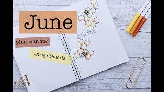 June Bullet Journal 2018 Bee Theme - using stencils!