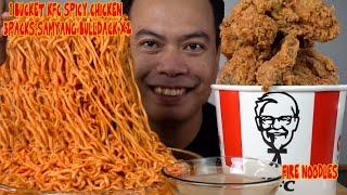 ASMR MUKBANG + 1 Bucket KFC spicy Chicken + 3 Packs Samyang Bulldack X2 + Fire Noodles