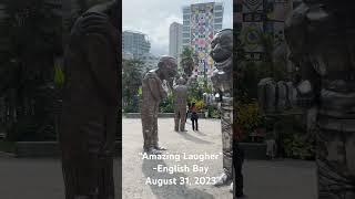 Enjoy Yue Minjun's ‘Amazing Laugher' sculpture in Vancouver#englishbay #vancouver#laugher#sculpture