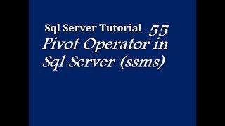 Pivot Operator in Sql Server