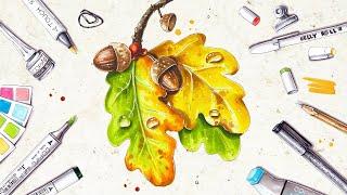 Autumn Drawing | How to draw an acorn #shorts #markertutorial #markerdrawing