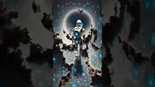 Psychedelic visual - a walking robot in space and time tunnel #visual #aigenerated #trip