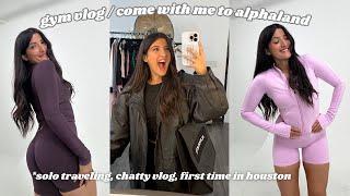 GYM VLOG | Alphaland for the FIRST TIME! alphalete bts, solo traveling, chatty vlog