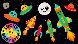 🪐Space Rocket Family Adventure!  Sensory Fun with Rainbow UFOs & the Moon! 