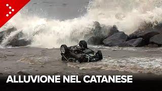 Alluvione a nord di Catania, strade come fiumi ad Acireale, Altarello e Riposto