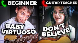 BABY VIRTUOSO Pretends to be a BEGINNER to Guitar Lessons PRANK #2