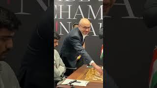 Sir Demis Hassabis makes the ceremonial first move in Game 1 of the 2024 FIDE Championship Match!