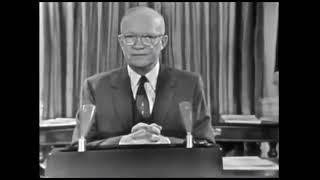 President Eisenhower warns of the power of the Military Industrial Complex in his farewell address