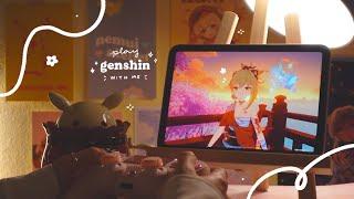  playing genshin on a late summer night | 1hr of gameplay ambience (jp dub, ipad mini) 