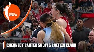 Chennedy Carter gets Flagrant 1 call for shove on Caitlin Clark  | WNBA on ESPN