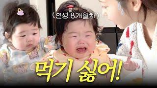 [VLOG] 먹고 잠만 자기에도 바쁜 8개월 아기의 일상 🩷 (이유식 먹이는 법, 아기 간식, 아기랑 마트 데이트)