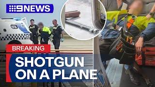 Security scare at Victorian airport after man boards plane with a gun | 9 News Australia