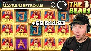 MAX BET BONUS on NEW 3 Bears slot PAYS OFF BIG TIME! (HUGE WIN!)