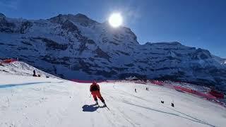 Lauberhorn Wengen 13.01.2024 downhill Marco Odermat 1st place - POV Beat Feuz & Marc Berthod onboard