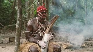 Bossengue Plays Harp and Sings the Sacred Music of Bwiti. Moughenda Village, Gabon