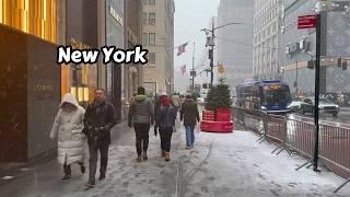 New York Snow Walk 4k Manhattan Virtual Tour