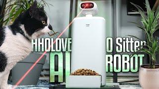 HHOLOVE O Sitter AI Robot For Cats |  Feed & Play Anywhere In The World