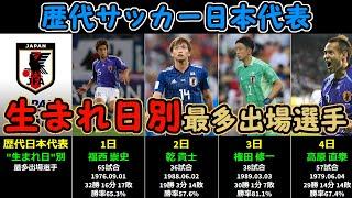 ＊日が狙い目【歴代サッカー日本代表】生まれ日別最多出場選手