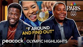 Gold Medalist Jordan Chiles Shows Off Grillz With Kevin Hart & Kenan Thompson | Olympic Highlights