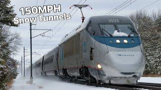 High Speed Amtrak Northeast Corridor Trains In The Snow Compilation 2025!