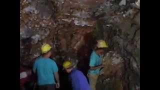 AQUAMARINE GEMS GEMSTONES STONES , GEM LINE IN MINE GALLERY TUNNEL, LAVRA PEDRA GRANDE BRAZIL