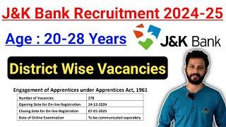 J&K Bank Recruitment 2024-25 | Apprentice Vacancy | Opportunity for Graduates | Age Limit 28 Year