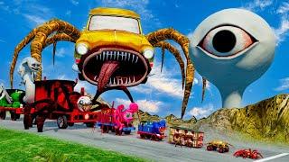 ALL MONSTERS Big & Small Cars Downhill Madness with CAR EATER & WATER EYE TOWER | BeamNG.Drive