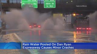 Rain water pooled on Dan Ryan Expressway causes minor crashes