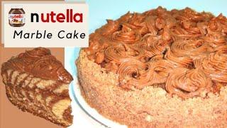 Nutella Marble Cake||ഓവനും ബീറ്ററും ഇല്ലാതെ ഒരടിപൊളി മാർബിൾ കേക്ക് ||Cake with Nutella Frosting