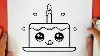 COMO DESENHAR UM BOLO DE ANIVERSÁRIO SIMPLES KAWAII