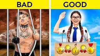 BAD vs GOOD Student - How to Become POPULAR at School! Funny SOFT VS E-Boy by 123GO! CHALLENGE