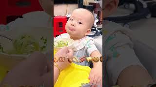 Baby mukbang food| bữa tối của em bé tv ăn thun thút mẹ đút không kịp #viralvideo #shorts