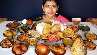 Massive Indian Food Eating - Mutton Kofta Curry, Chicken  Leg, katla Fish Curry, Egg  Curry & Rice