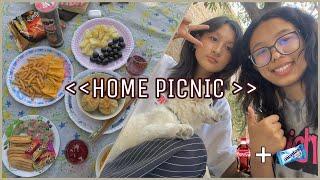 Home picnic with best friend :))| Coke and Mentos experiment gone wrong