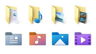 Windows Documents, Music, Pictures, Videos folder icons