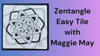 Zentangle Easy Beginner Tile with the Pattern Maggie May