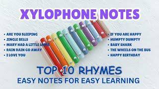 Xylophone Notes for 10 Popular Rhymes | Easy Music for Kids