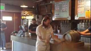 Tapping the Firkin Keg in SLOW MOTION at Midnight Sun Brewing Company