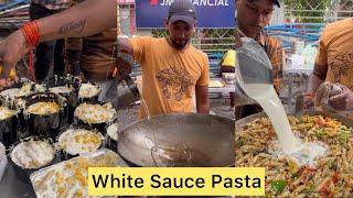 Street Style White Sauce Pasta | Bulk making of 100+ Plates  (Full Recipe)