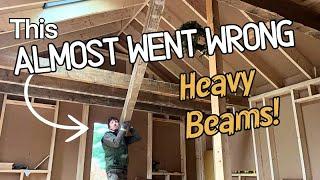 Building Sleeping Lofts With Heavy Old Beams! My Eco-Friendly Cabin-Build [Part 8]