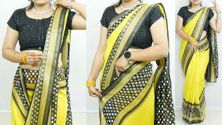 How to wear cotton silk saree draping for fashionable | easy to way saree for begenner