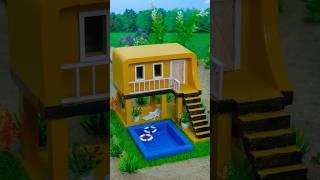 Build a Dream 2-Story Villa with Mini Bricks & a Stunning Pool View!  #vfuho #miniature #diy